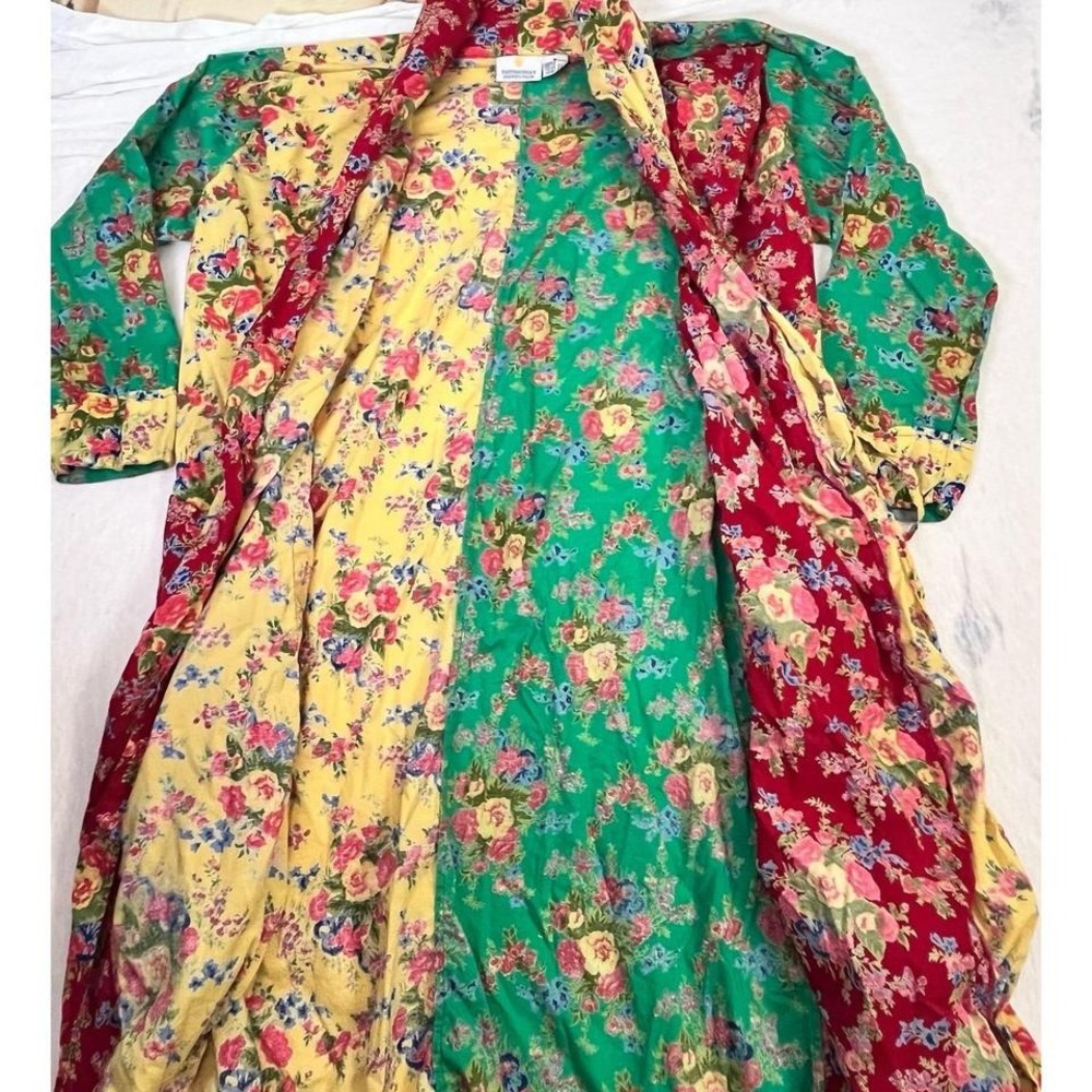 Smithsonian Institution Floral Patchwork Cotton Robe Boho Made in India Women's - Picture 6 of 8
